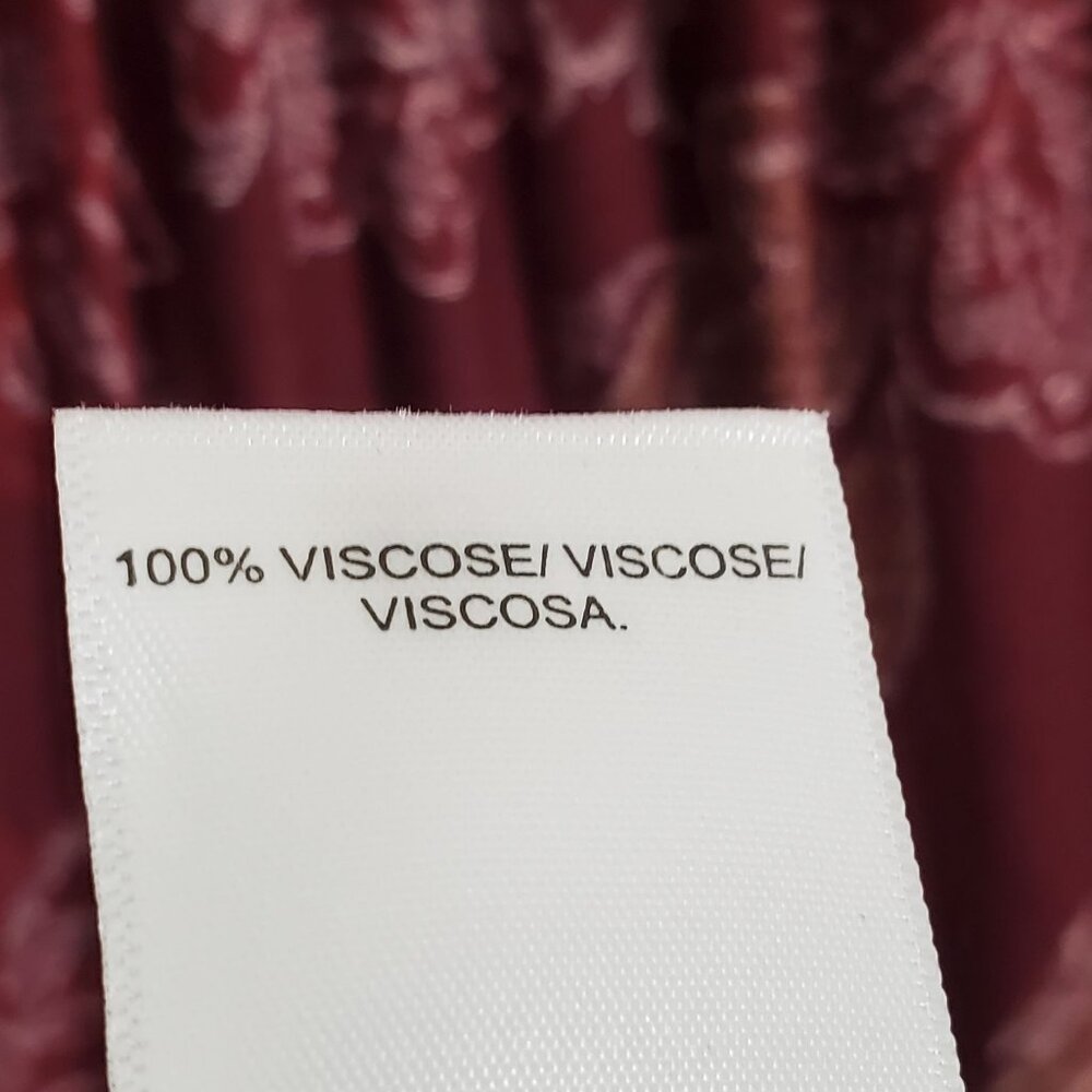 Lucky Brand Womens 1X Blouse Popover Burgundy Paisley Boho Tunic Top 3/4 Sleeve - Picture 10 of 11